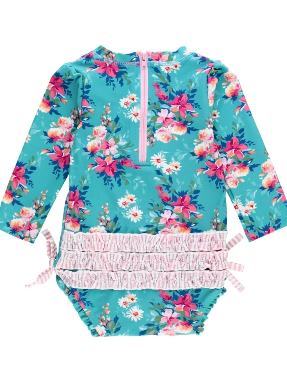 Ruffle Butts Fancy Me Floral Long-Sleeve One-Piece Swimsuit, size 12-18 months